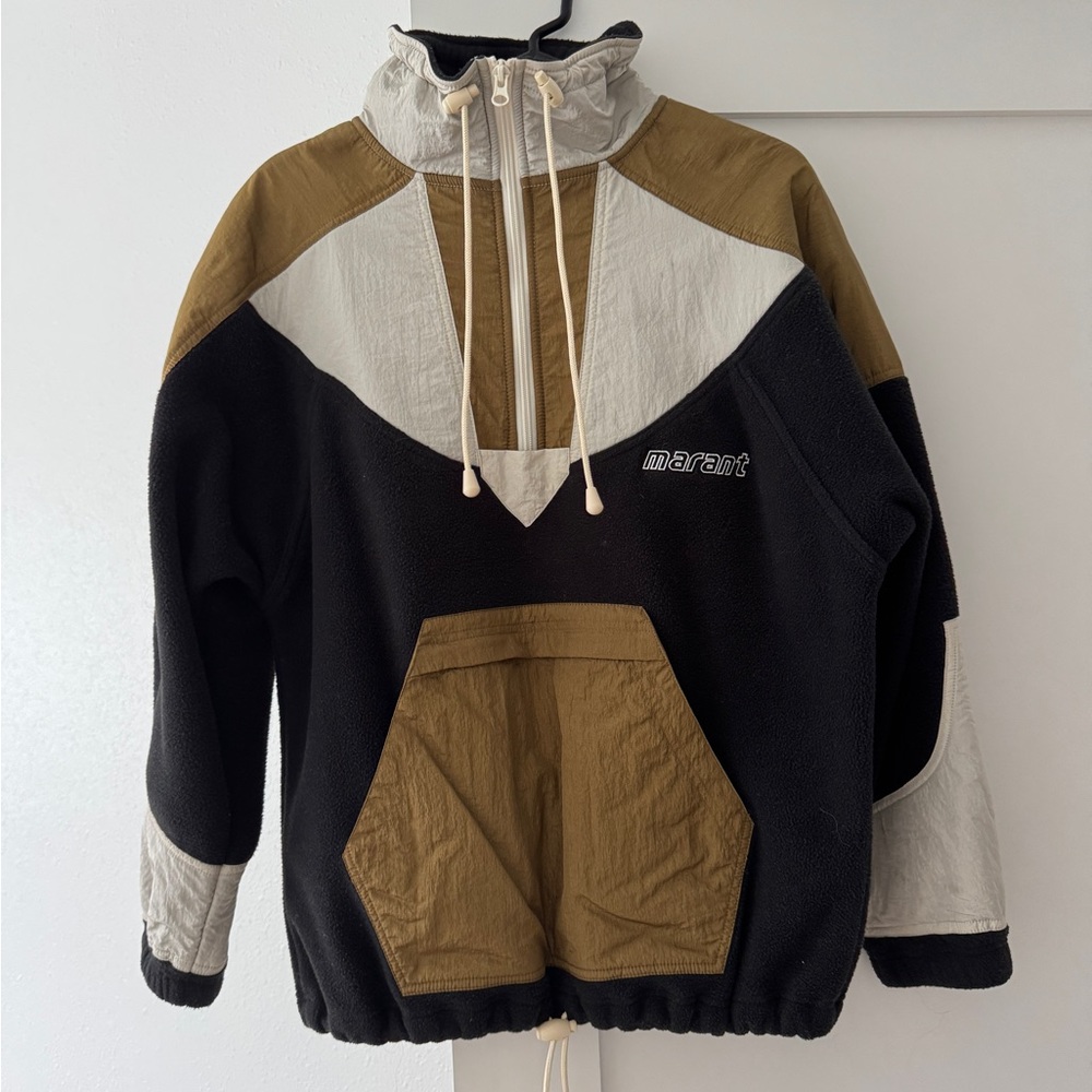 Isabel Marant Black and Tan Fleece Top